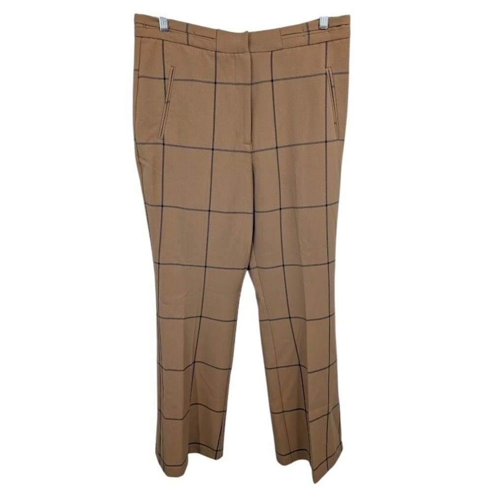 Anthropologie Sable‎ Windowpane Trouser Bootcut Flare Pants Tan Women's sz 14